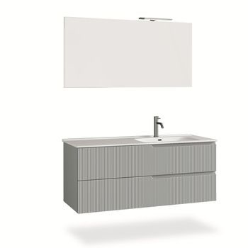 Composición Baño Lavabo Derecha 4 Piezas Venere Gris Mate En Mdf