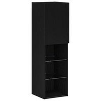 conjunto de mueble de tv  mueble de salon  gabinete de tv con led roble negro 305 x 30 x 102 cm