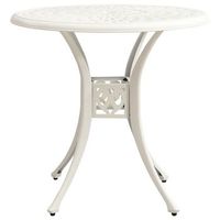 mesa de jardin  mesa de exterior aluminio fundido blanca 78x78x72 cm