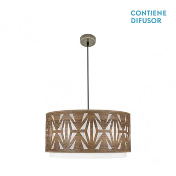 FABRILAMP Colgante Katerina Cuero/madera Oscura modelo Regulable