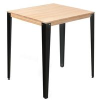mesa lunds alta 80x80x110cm negra en madera maciza de pino acabado natural estilo nordico industrial box furniture