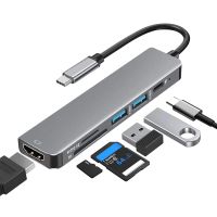 bakeey 6-en-1 usb-c hub adaptador hdmi 4k30hz usb30 usb-c estacion de acoplamiento carga pd de 100w lector de tarjetas