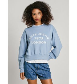 Pepe Jeans para mujer. PL581487 Sudadera Venus azul (S), Casual, Algodón, Sostenible