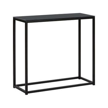Consola De Vidrio Templado Negro 80 X 30 Cm Efecto Cemento Base De Metal Dorris
