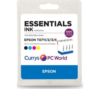 ESSENTIALS T071 Tri-colour & Black Epson Ink Cartridge - Multipack, Black