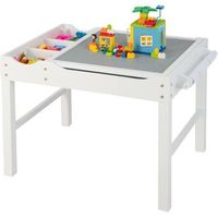 2 en 1 mesa de actividades infantil mesa de juego de madera para ninos costway 86 x 60 x 57 cm blanco