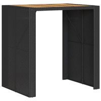 mesa de jardin  mesa de exterior superficie de madera ratan pe negro 105x80x110cm