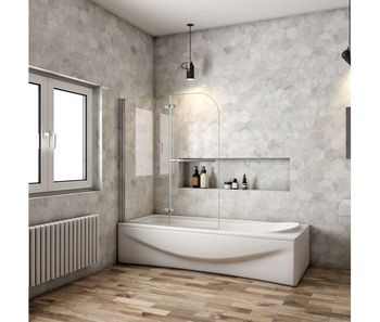 Mampara de bañera plegable,2 hojas,vidrio templado 6mm antical con un toallero 30cm,cromado,(88-90)x140cm