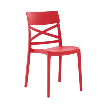 Conjunto de 6 sillas de resina para interior o exterior rojas