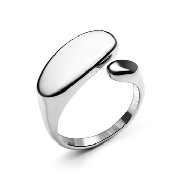 Anillo abierto de acero inoxidable apto para grabado para mujer
