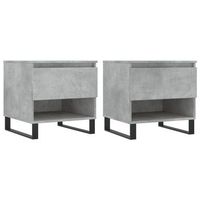 juego de 2 mesitas de noche con cajon 50 x 46 x 50 cm madera de ingenieria gris y metal dec040397