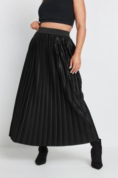 Yours Falda Larga Plisada Negra, Mujer Curvy Y Tallas Grandes, Yours