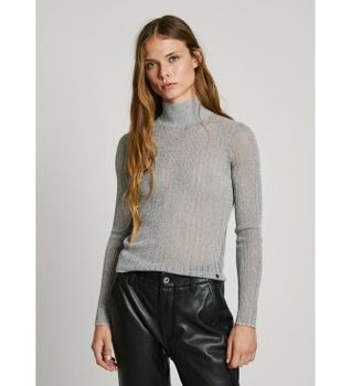 Pepe Jeans para mujer. PL702235 Jersey Natalia plateado (M), Plata, Casual, Fiesta, Viscosa