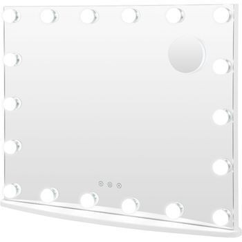 Espejo De Maquillaje Con Luces, Espejo De Tocador Con 18 Bombillas Led Regulables Costway 33 X 119 Cm Negro