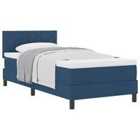 cama tipo box spring con cabecera manual azul 90 x 190 cm tela vidaxl