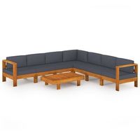 muebles de jardin 8 pzas con cojines gris oscuro madera acacia vidaxl