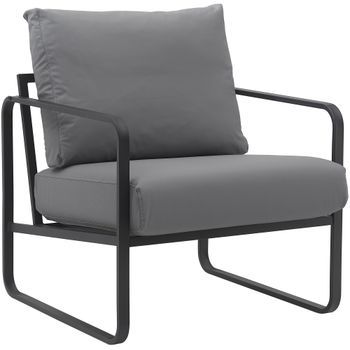 Sillón Manea En Polipiel O Tela Simil Cuero Gris 74x70x82 Cm Clp