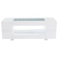 mesa de centro moderna blanca de cristal templado con iluminacion led