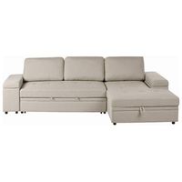 sofa cama esquinero de lino sintetico cojines de poliester con almacenaje beige izquierdo hrisey
