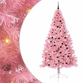 Árbol De Navidad Artificial Preiluminado Rosa 240 Cm Pvc Vidaxl