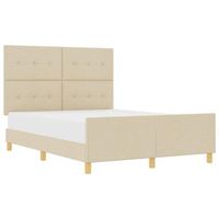 cama matrimonial  cama para adulto  estructura de cama con cabecera crema 140 x 200 cm tela
