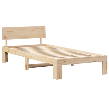 Cama Individual | Estructura De Cama Con Cabecero 100x200 Cm Madera Maciza De Pino Cfw63814