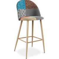 taburete tapizado en patchwork - estilo escandinavo - evelyne  multicolores