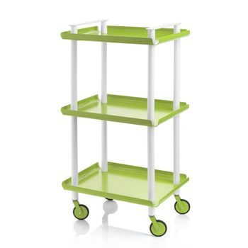 Carrito Auxiliar Leky, Armazón Blanco, 3 Estantes. Multifuncional, Práctico Y Decorativo,acero,verde Pistacho