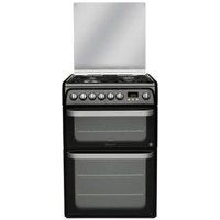 hotpoint hud61k dual fuel cooker - black black
