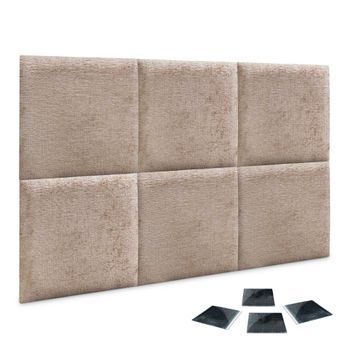 Dhome Juego De 6 Paneles Tapizados De Lana Ecológica Pack Autoadhesivos Para Pared Acústicos Absorbentes Protección (marrón Claro, 50x50cm, X6)
