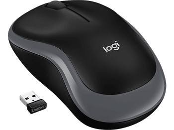 Ratón inalámbrico - Logitech M185, Nano receptor, 1000 ppp, Ambidiestro, 2.4GHz, 12 meses de pila, Windows-Mac, Negro y Gris