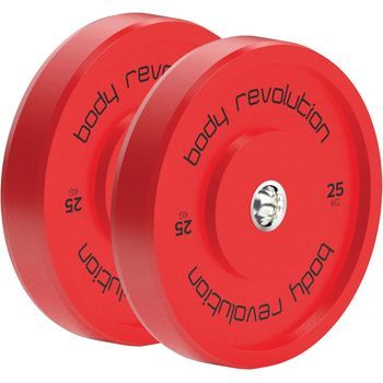 Juego De 2 Discos Bumper Olímpicos De 25kg Body Revolution – Rojo