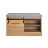 banco zapatero con puerta corrediza de granero mdf marron