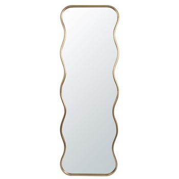 Espejo rectangular ondulado de aluminio dorado