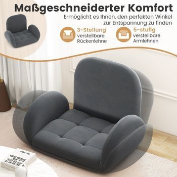 Silla De Suelo Con Respaldo Y Reposabrazos Ajustables Bondensofa Silla De Suelo Plegable Gris