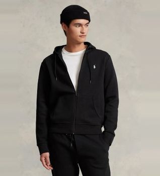 Polo Ralph Lauren para hombre. 710888282001 Sudadera de punto doble con cremallera negro (XXL), Casual, Algodón, Manga larga