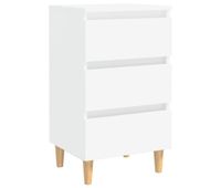 mesita de noche - mesilla con patas de madera maciza blanca 40x35x69 cm