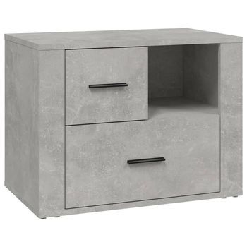 Mesita De Noche Madera Contrachapada Gris Hormigón 60x36x45 Cm Vidaxl