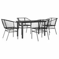 juego de comedor jardin 5 uds ratan sintetico vidrio negro cfw143178