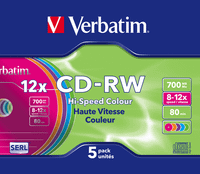 cd-rw verbatim color slim pack 5