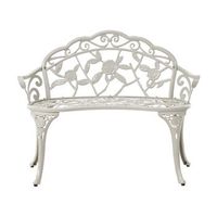 banco de jardin vintage exterior de metal aluminio 2 plazas con reposabrazos blanco piura