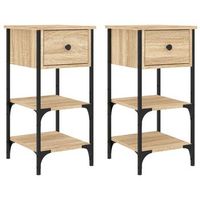 mesitas noche 2 uds madera ingenieria roble sonoma 34x36x70 cm vidaxl