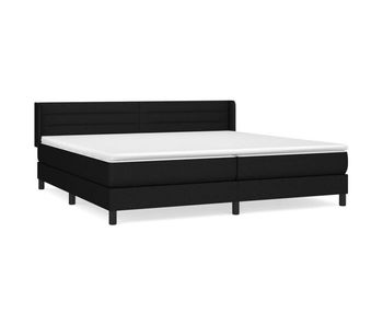 Cama box spring con colchón tela negro 200x200 cm rayas horizontales