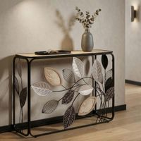 consola de metal y madera multicolor 108x368x80 cm