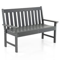 costway banco madera de hdpe con respaldo y reposabrazos para terraza balcon asiento de 2 personas resistente intemperie 132 x 65 x 91 cm gris