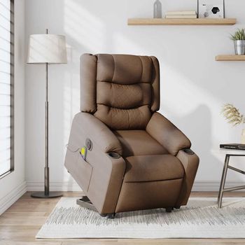 Sillón De Salón | Silla | Silló De Masaje Eléctrico Reclinable Elevable Tela Marrón