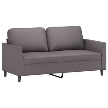 Sofá De 2 Plazas | Sofá De Salón | Sofá De Descanso De Cuero Sintético Gris 140 Cm