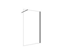 mampara de ducha fija con pelicula de seguridad a prueba de explosiones perfil negro mate con barra1 de 90cm tamano 78-80x200cm