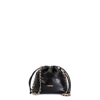 minibolso con cierre de cordon y bandolera de cadena con elegantes hilos black