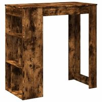 mesa alta bar con estantes roble ahumado 102x50x1035 cm